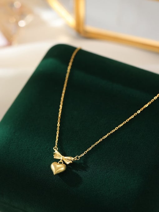 NS1098 [Gold] 925 Sterling Silver Heart Minimalist Necklace